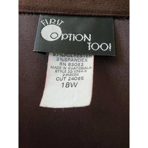 First Option Too Women Brown Polyester Long Sleeve 2 Piece Suit 18W - Picture 10 of 15
